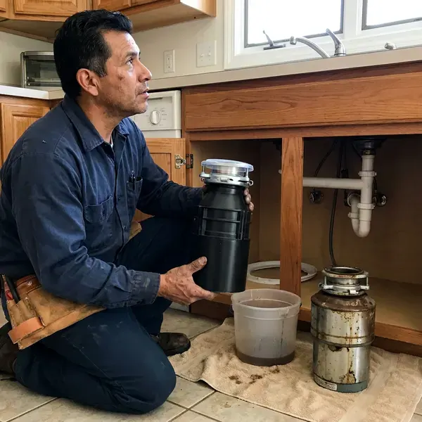 KRV Plumbing technician providing garbage disposal replacement in Wichita, KS