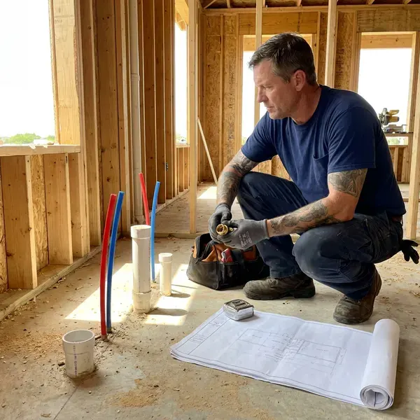 KRV Plumbing technician providing new construction plumbing in Wichita, KS
