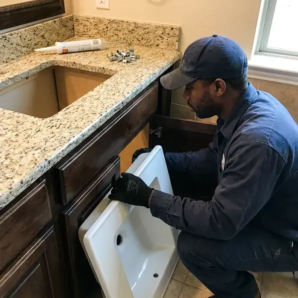KRV Plumbing technician providing sink installation in Wichita, KS