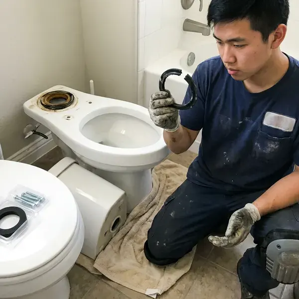 KRV Plumbing technician providing toilet bowl replacement in Wichita, KS